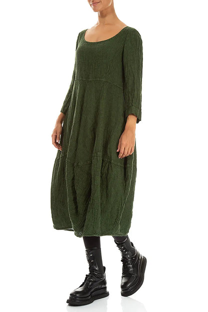 Balloon Shamrock Green Mélange Linen Dress 3