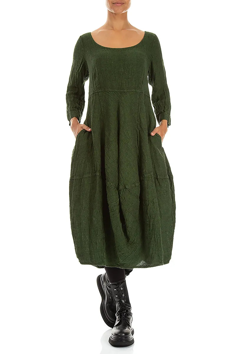 Balloon Shamrock Green Mélange Linen Dress 4