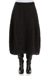 Balloon Shape Crinkled Black Silk Linen Skirt 1