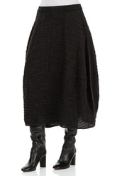 Balloon Shape Crinkled Black Silk Linen Skirt 3
