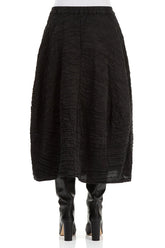 Balloon Shape Crinkled Black Silk Linen Skirt 2