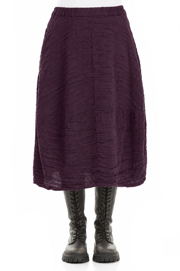 Balloon Shape Crinkled Deep Plum Silk Linen Skirt 1