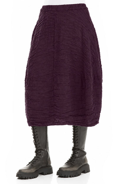 Balloon Shape Crinkled Deep Plum Silk Linen Skirt