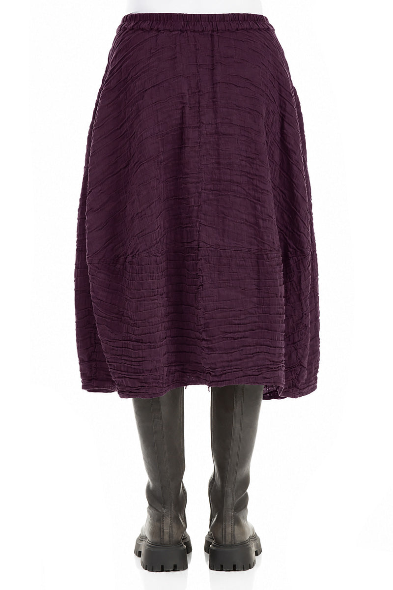 Balloon Shape Crinkled Deep Plum Silk Linen Skirt