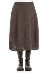 Balloon Shape Crinkled Forest Brown Silk Linen Skirt 1