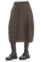 Balloon Shape Crinkled Forest Brown Silk Linen Skirt 3