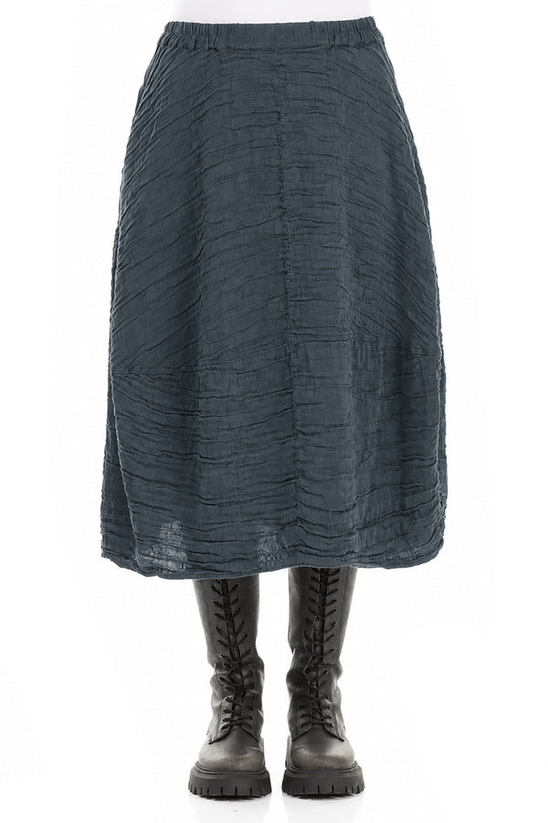 Balloon Shape Crinkled Slate Silk Linen Skirt 1