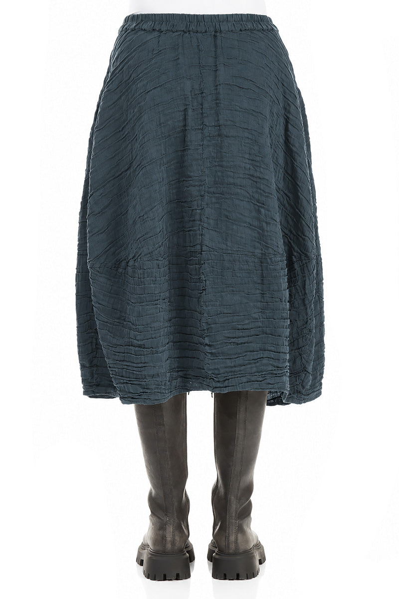 Balloon Shape Crinkled Slate Silk Linen Skirt