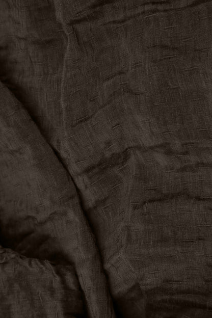 Balloon Shape Textured Forest Brown Silk Linen Skirt 5