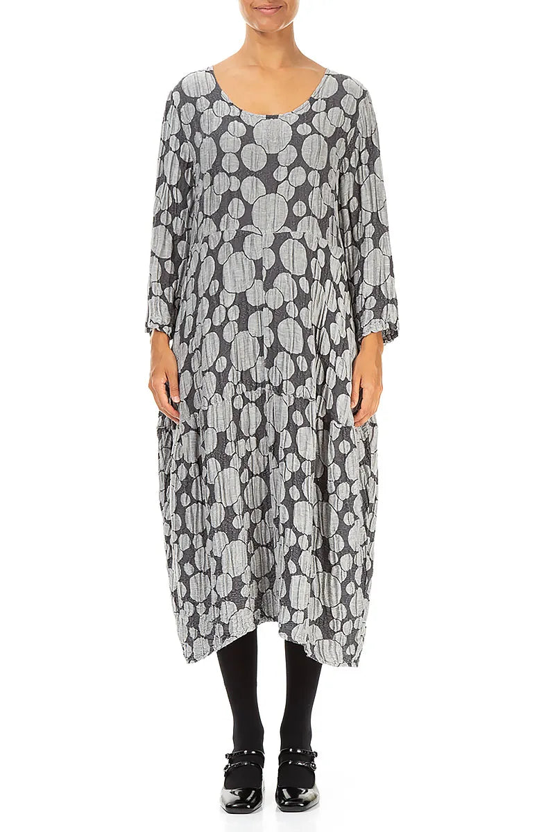 Balloon Silver Circle Silk Linen Dress