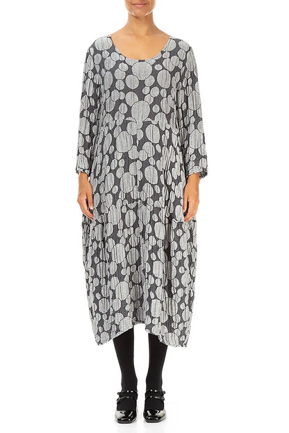 Balloon Silver Circle Silk Linen Dress