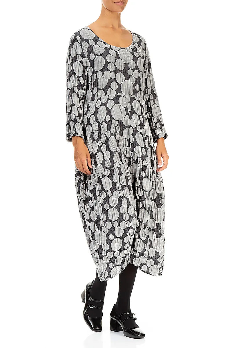 Balloon Silver Circle Silk Linen Dress 3