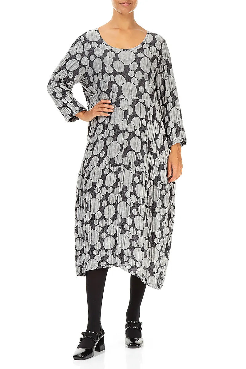 Balloon Silver Circle Silk Linen Dress 4