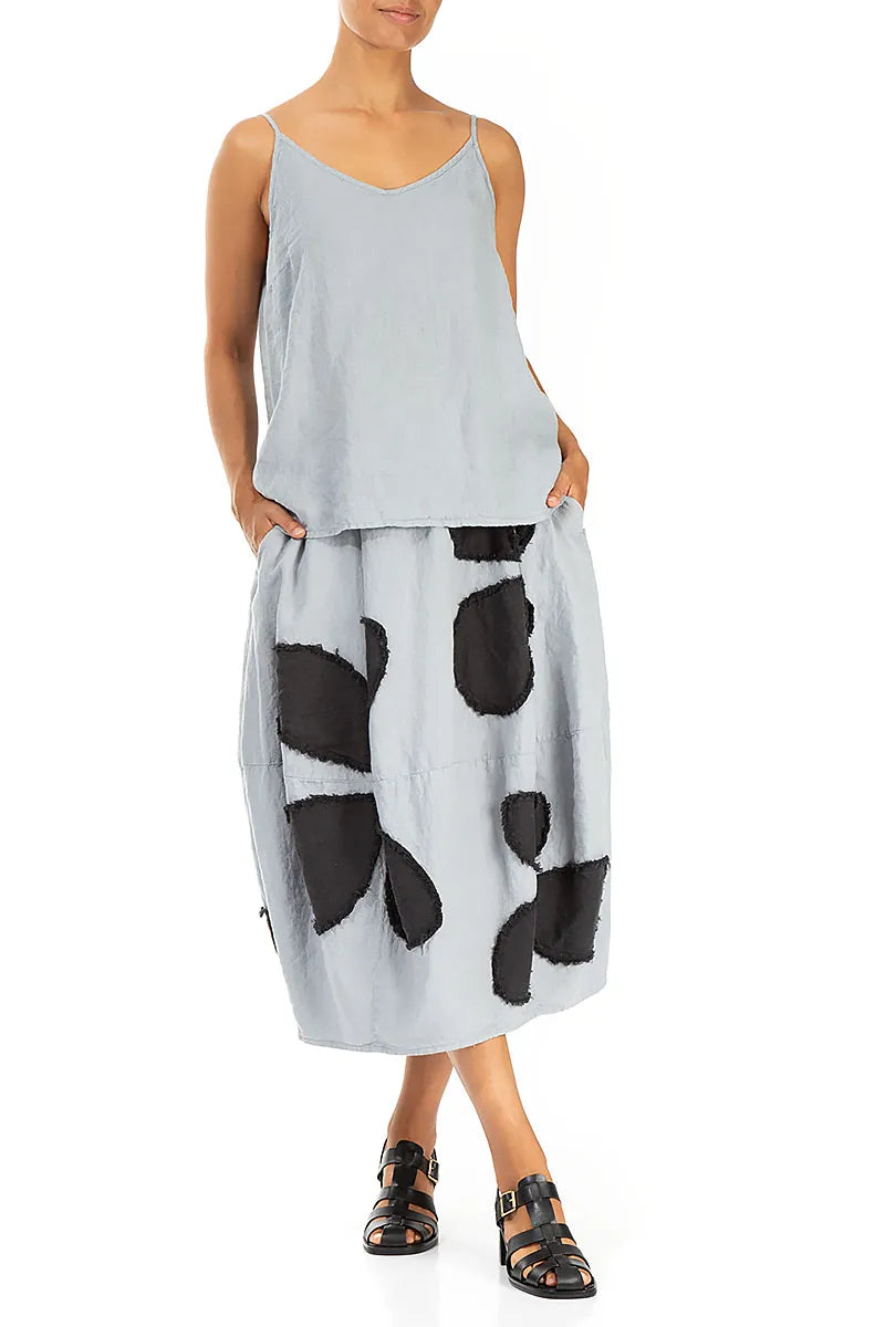 Balloon Silver Grey Petal Linen Skirt 4