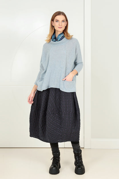 Balloon Slate Blue Checkered Linen Cotton Skirt 6