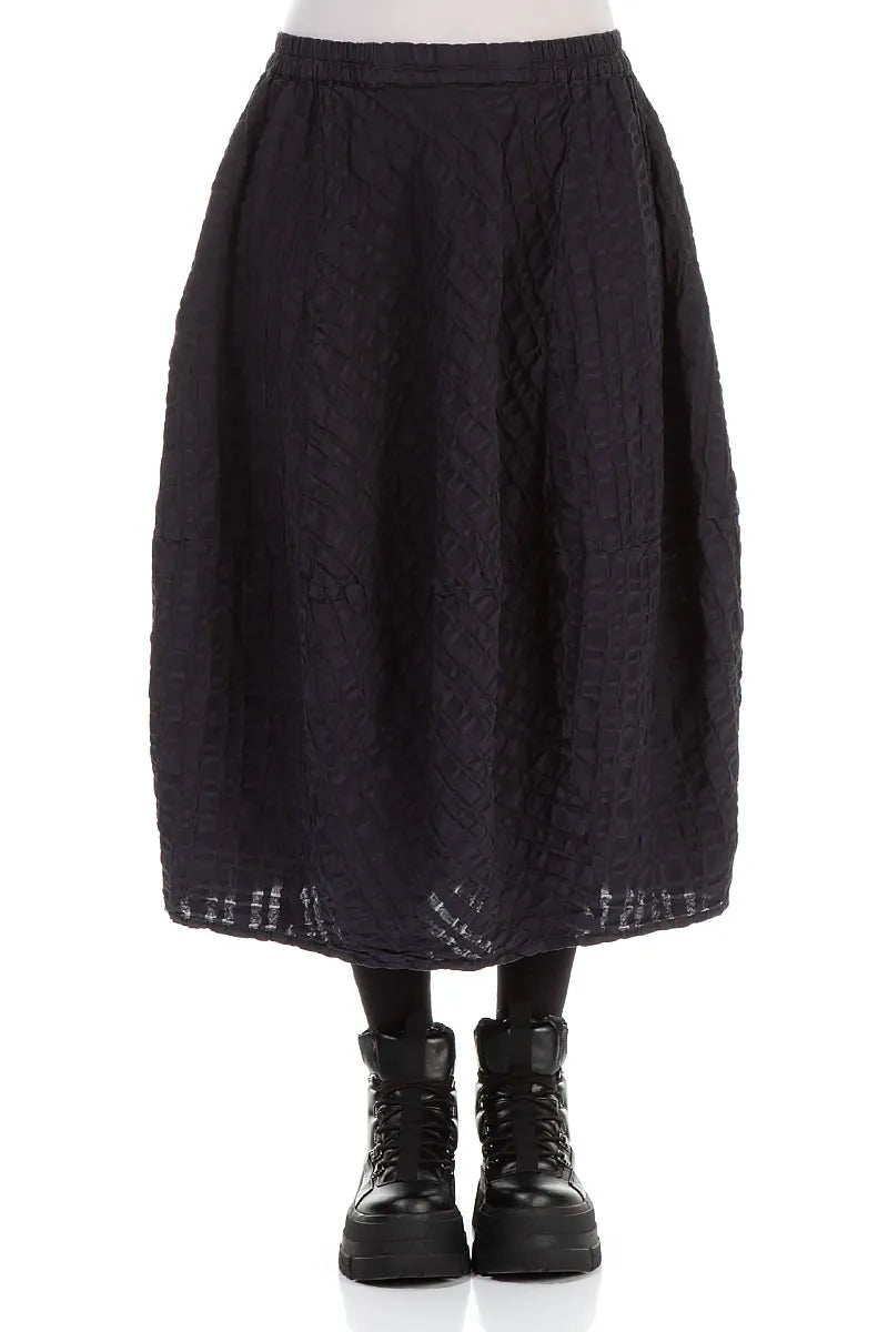 Balloon Slate Blue Checkered Linen Cotton Skirt 1