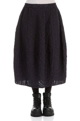 Balloon Slate Blue Checkered Linen Cotton Skirt 1