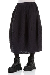 Balloon Slate Blue Checkered Linen Cotton Skirt 3