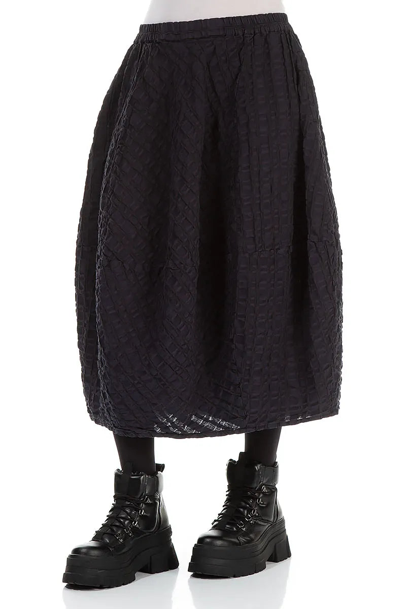 Balloon Slate Blue Checkered Linen Cotton Skirt 3