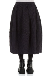 Balloon Slate Blue Checkered Linen Cotton Skirt 2