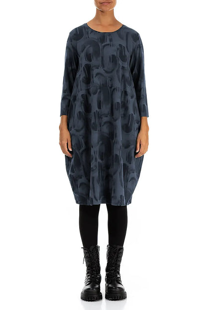 Balloon Slate Blue Paintwave Cotton Dress 1