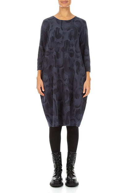 Balloon Slate Blue Paintwave Cotton Dress