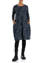 Balloon Slate Blue Paintwave Cotton Dress 4