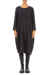 Balloon Slate Blue Textured Linen Dress 1