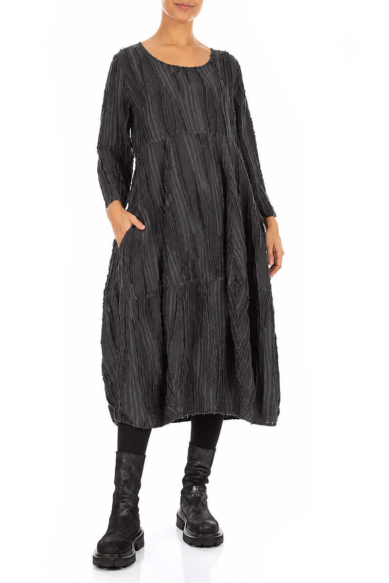 Balloon Slate Fray Weave Dress