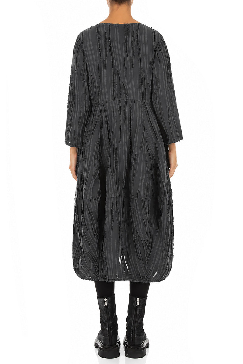 Balloon Slate Fray Weave Dress