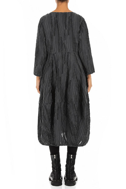 Balloon Slate Fray Weave Dress
