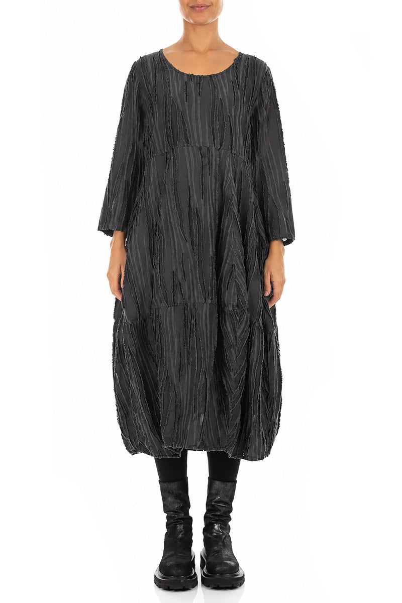 Ballonkleid aus schiefergrauem Fray Weave