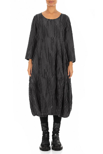Balloon Slate Fray Weave Dress