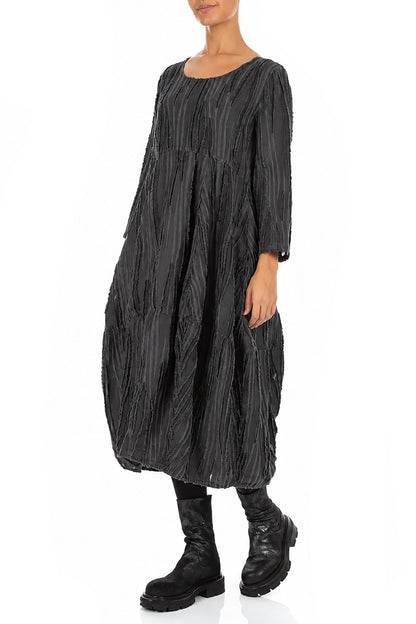 Balloon Slate Fray Weave Dress