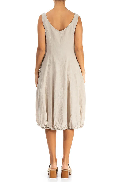 Balloon Sleeveless Natural Linen Dress 2