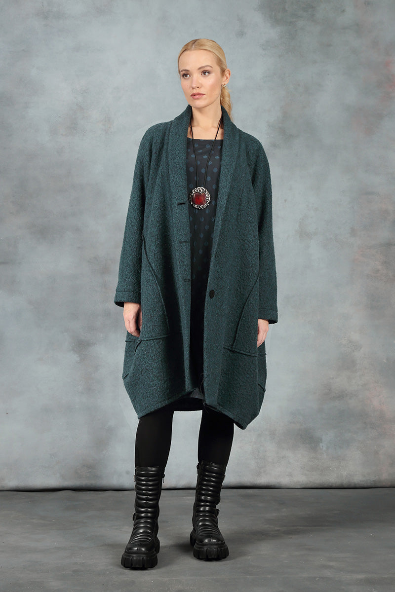 Balloon Teal Plush Wool Cotton Coat