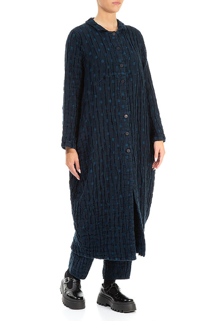 Balloon Navy Textured Linen Jacket Dress