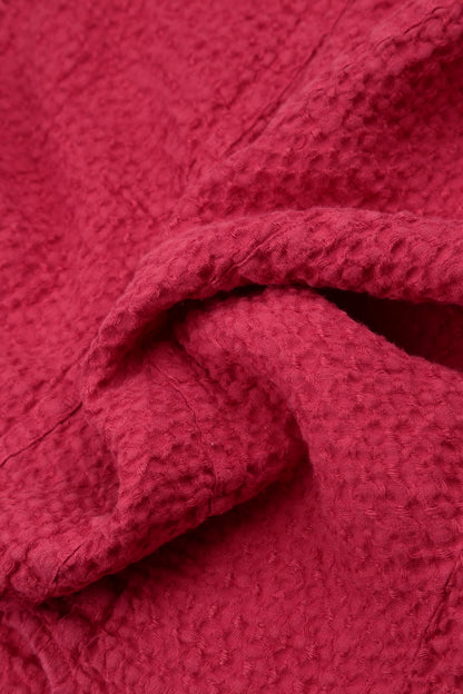 Balloon Textured Raspberry Linen Jacket 5