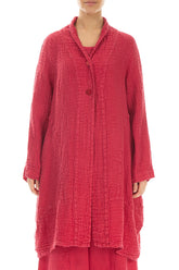Balloon Textured Raspberry Linen Jacket 1