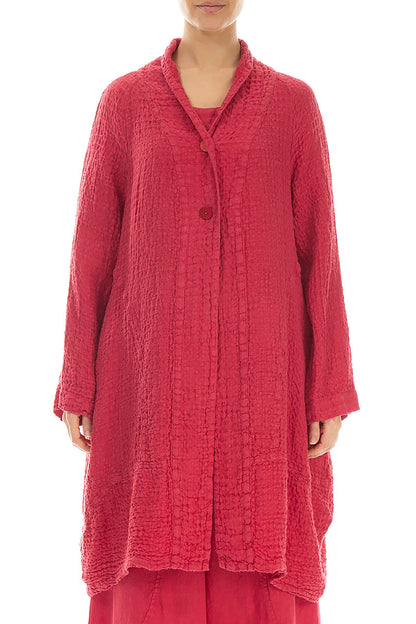 Balloon Textured Raspberry Linen Jacket 1