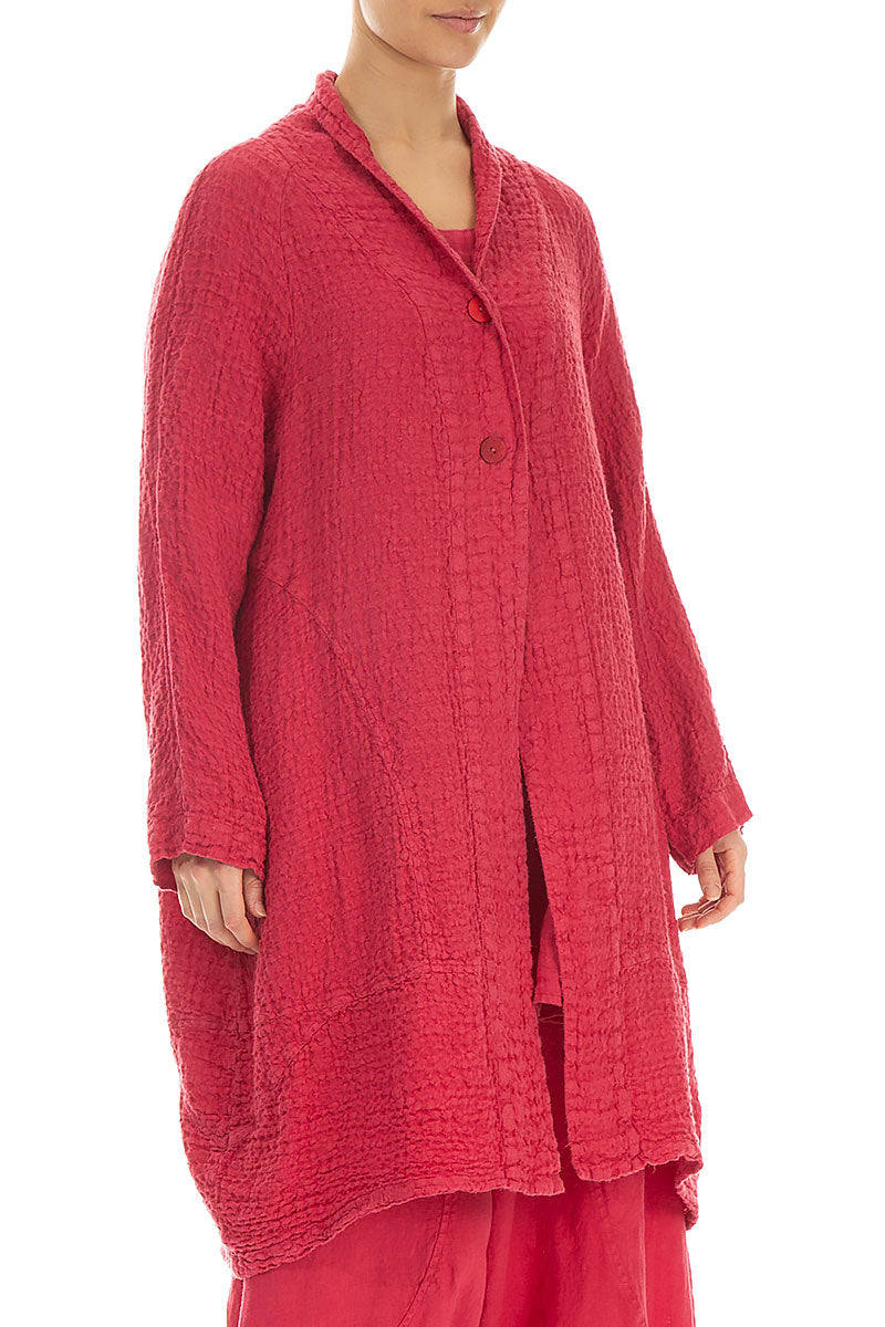 Balloon Textured Raspberry Linen Jacket 3