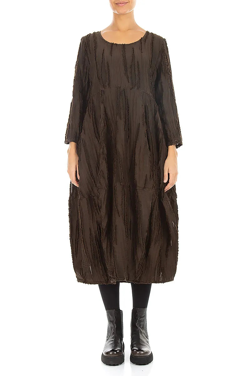 Balloon Truffle Brown Fray Weave Dress 1