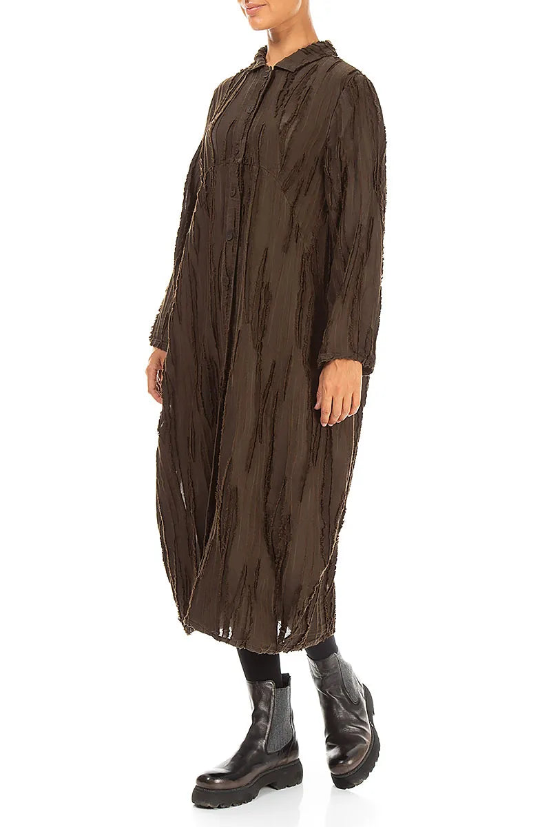 Balloon Truffle Brown Fray Weave Jacket