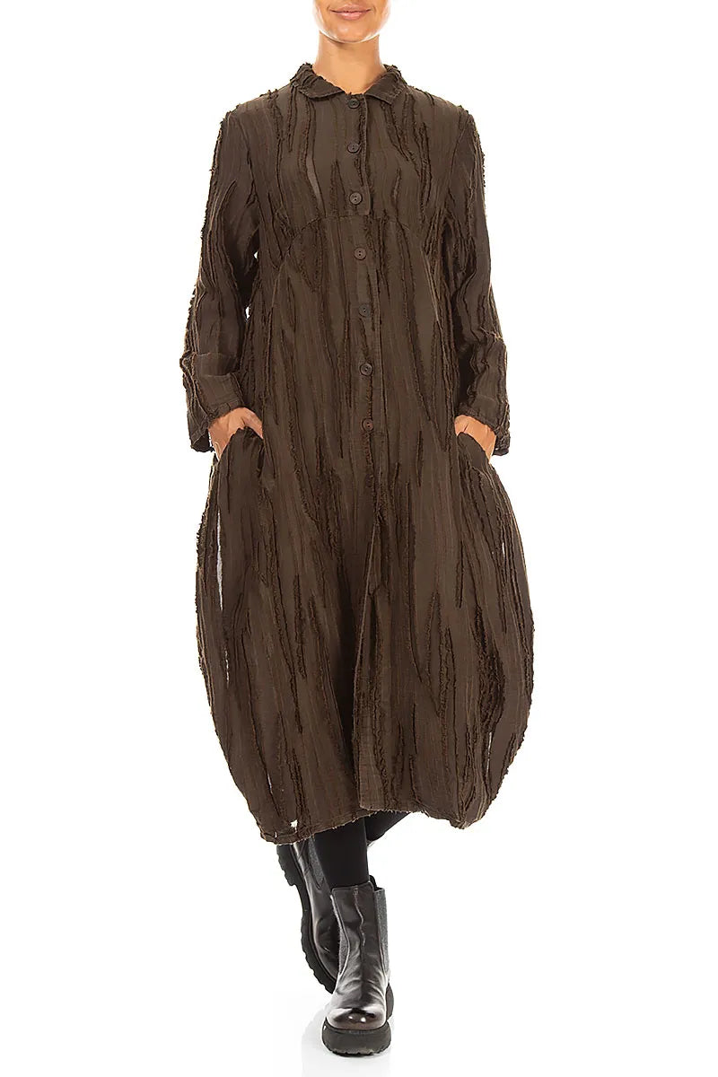 Balloon Truffle Brown Fray Weave Jacket