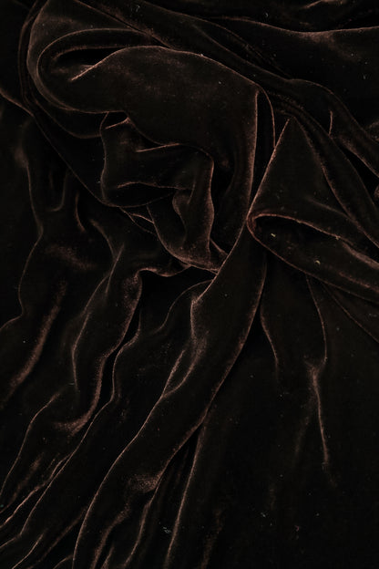 Balloon Truffle Brown Silk Velvet Dress