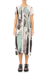 Balloon Tumbled Stone Textured Silk Dress 1