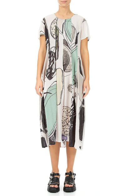 Balloon Tumbled Stone Textured Silk Dress 1