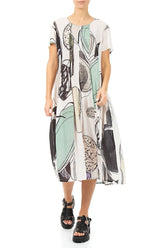 Balloon Tumbled Stone Textured Silk Dress 3