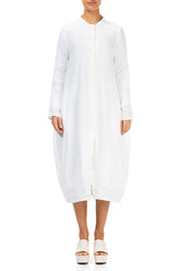 Balloon White Gauze Linen Jacket Dress 1