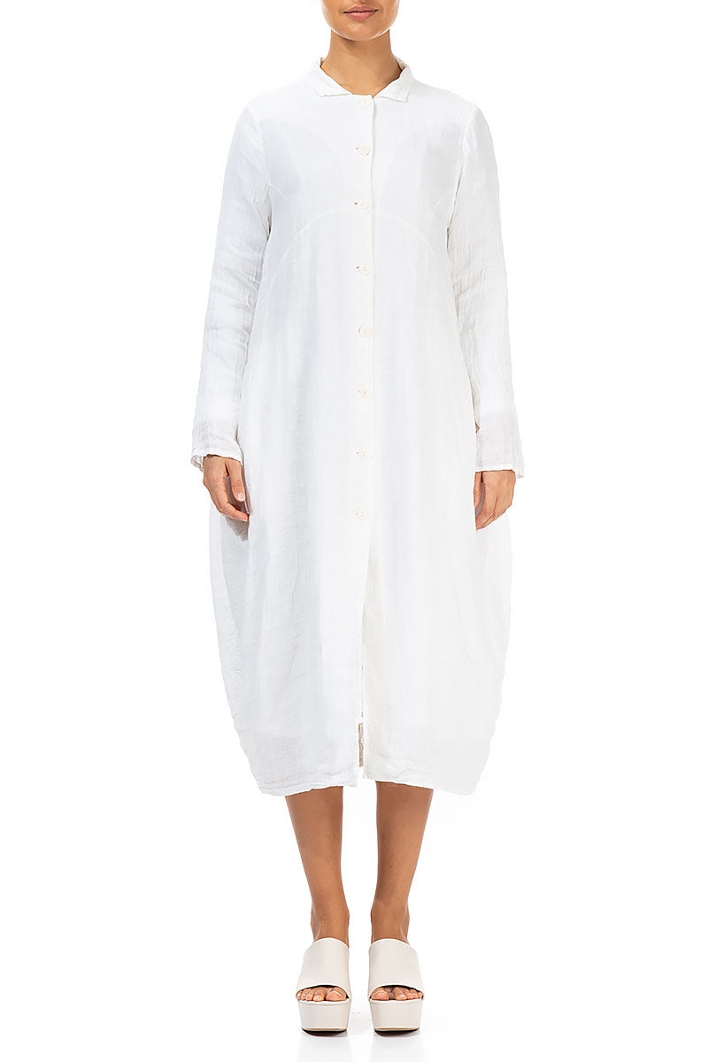 Balloon White Gauze Linen Jacket Dress 1